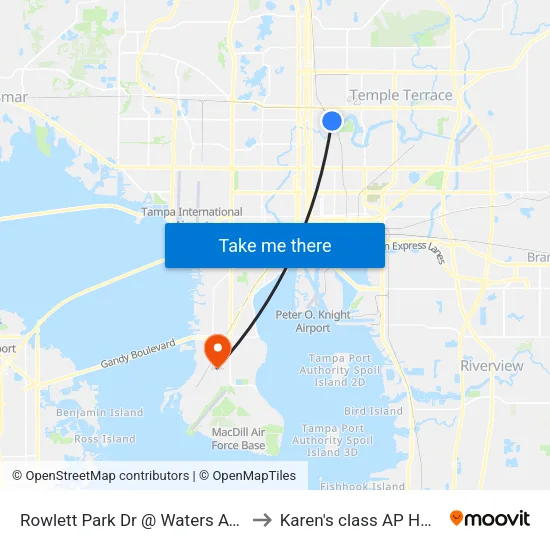 Rowlett Park Dr @ Waters Ave to Karen's class AP HUG map