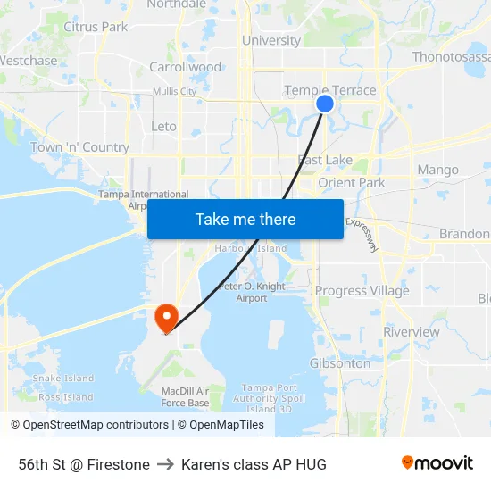 56th St @ Firestone to Karen's class AP HUG map