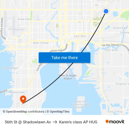 56th St @ Shadowlawn Av to Karen's class AP HUG map
