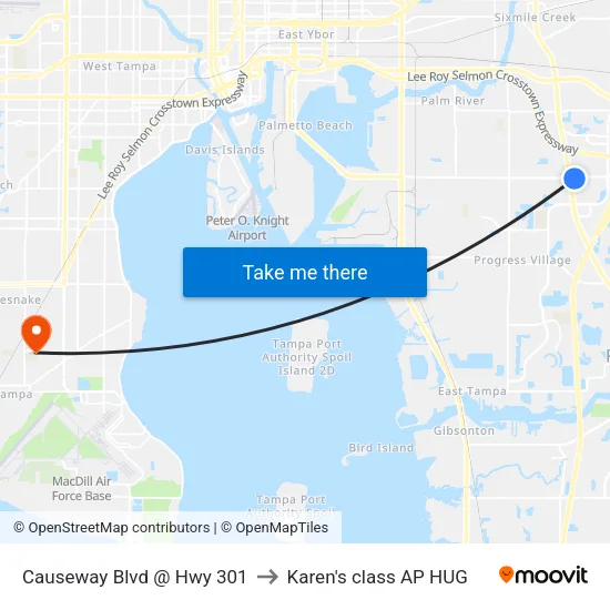 Causeway Blvd @ Hwy 301 to Karen's class AP HUG map