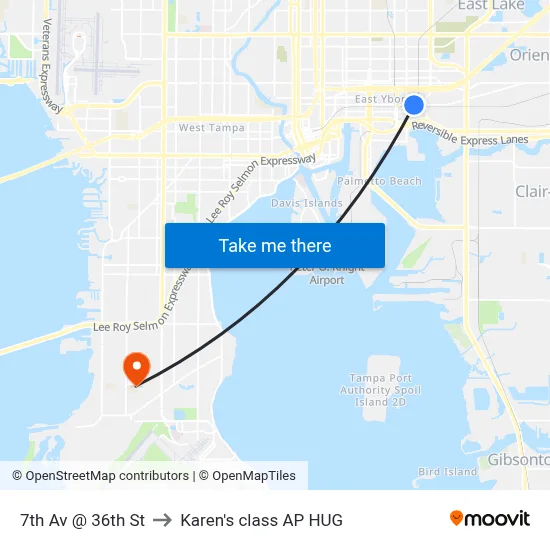 7th Av @ 36th St to Karen's class AP HUG map