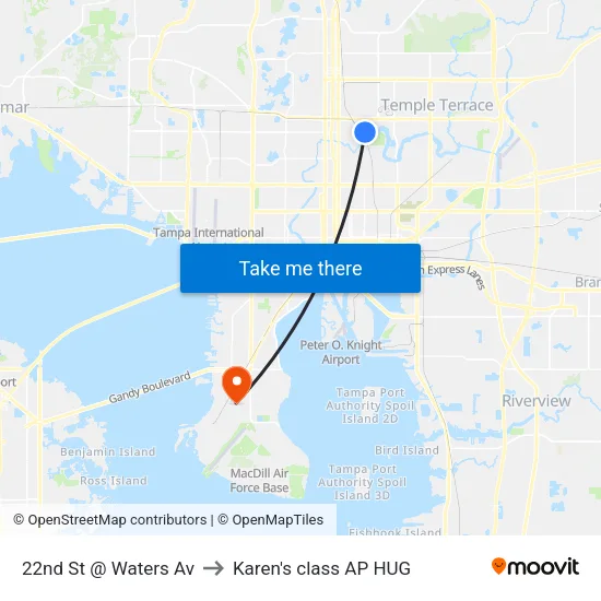 22nd St @ Waters Av to Karen's class AP HUG map
