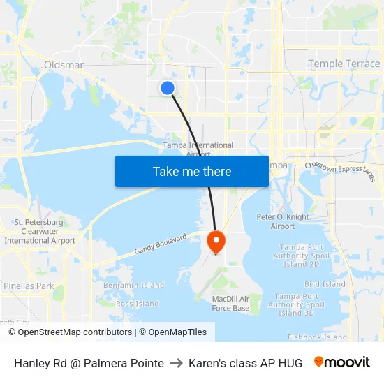 Hanley Rd @ Palmera Pointe to Karen's class AP HUG map