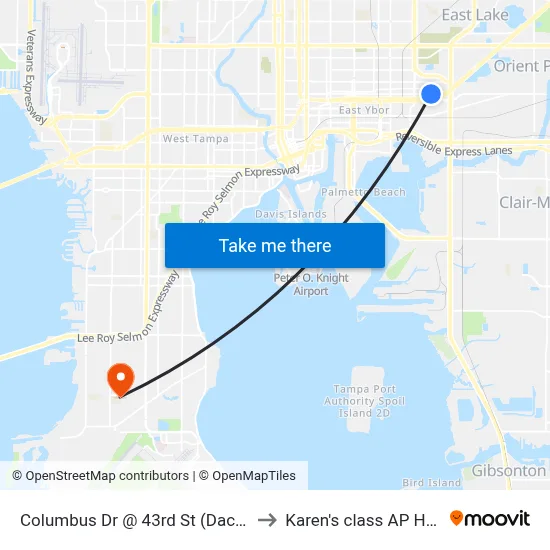 Columbus Dr @ 43rd St (Dacco) to Karen's class AP HUG map