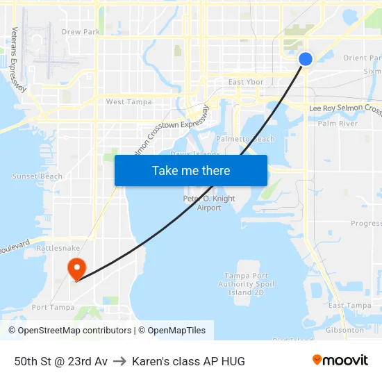50th St @ 23rd Av to Karen's class AP HUG map