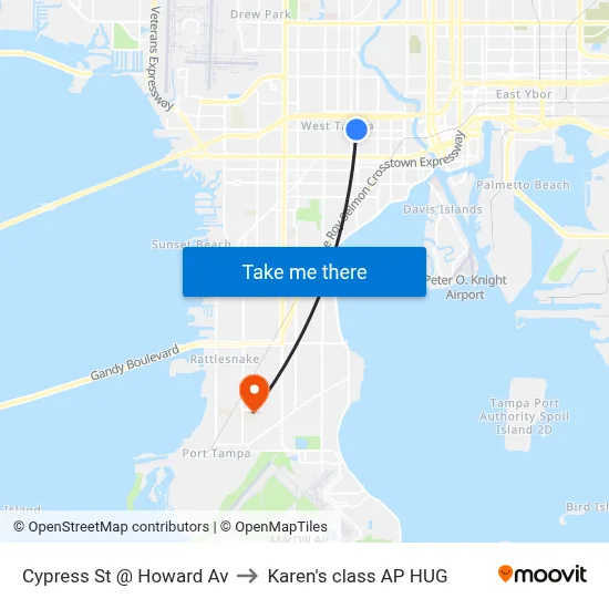 Cypress St @ Howard Av to Karen's class AP HUG map