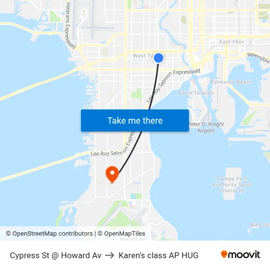 Cypress St @ Howard Av to Karen's class AP HUG map