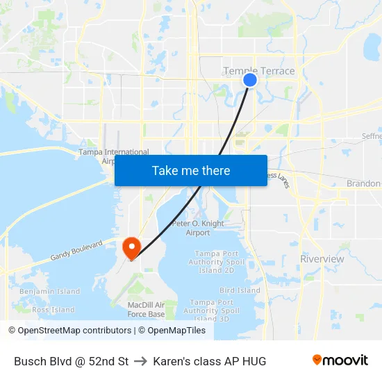 Busch Blvd @ 52nd St to Karen's class AP HUG map