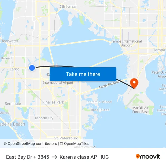 East Bay Dr + 3845 to Karen's class AP HUG map