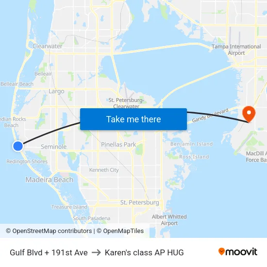 Gulf Blvd + 191st Ave to Karen's class AP HUG map