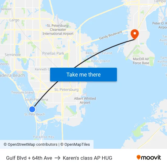 Gulf Blvd + 64th Ave to Karen's class AP HUG map