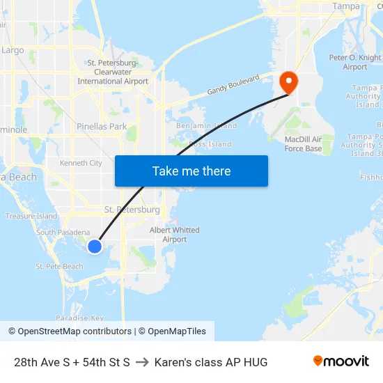 28th Ave S + 54th St S to Karen's class AP HUG map