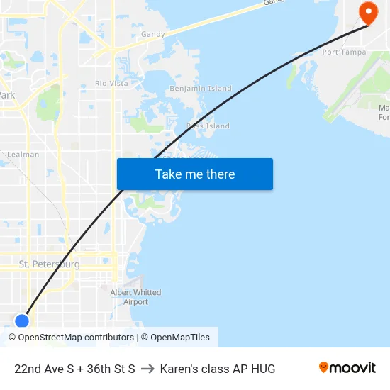 22nd Ave S + 36th St S to Karen's class AP HUG map