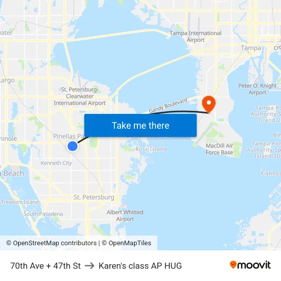 70th Ave + 47th St to Karen's class AP HUG map