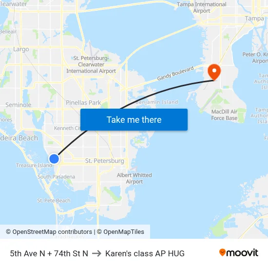 5th Ave N + 74th St N to Karen's class AP HUG map