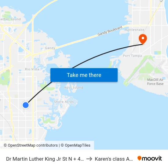 Dr Martin Luther King Jr St N + 46th Ave N to Karen's class AP HUG map