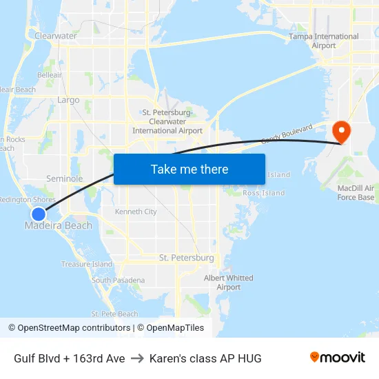 Gulf Blvd + 163rd Ave to Karen's class AP HUG map