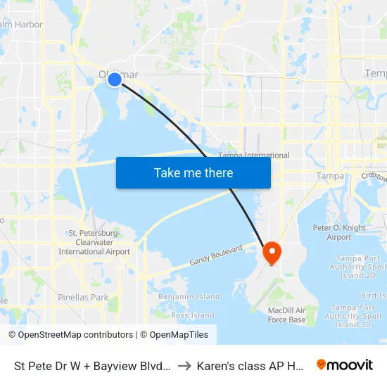 St Pete Dr W + Bayview Blvd S to Karen's class AP HUG map