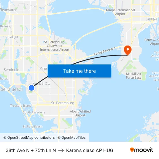 38th Ave N + 75th Ln N to Karen's class AP HUG map