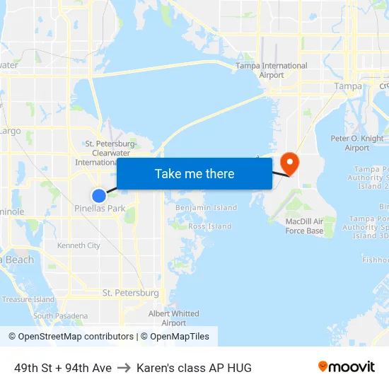 49th St + 94th Ave to Karen's class AP HUG map