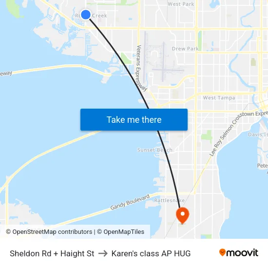 Sheldon Rd + Haight St to Karen's class AP HUG map