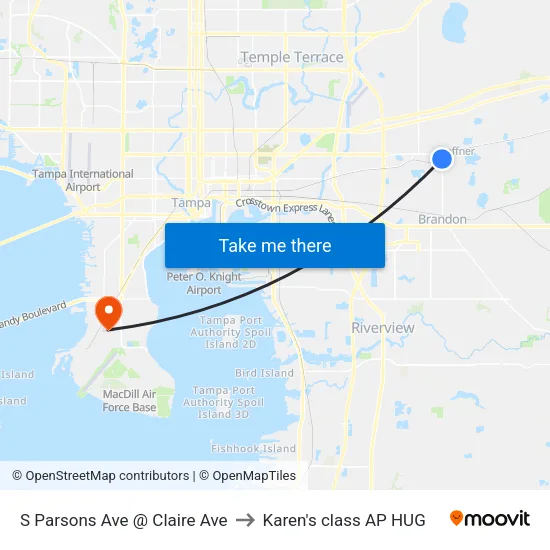 S Parsons Ave @ Claire Ave to Karen's class AP HUG map