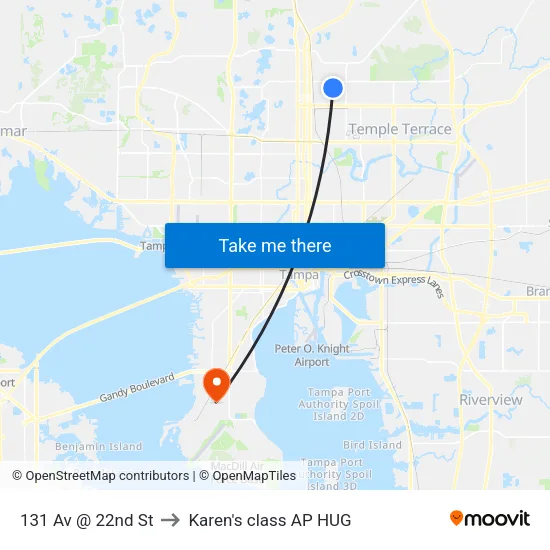 131 Av @ 22nd St to Karen's class AP HUG map