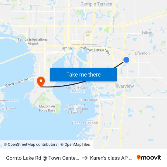 Gornto Lake Rd @ Town Center Blvd to Karen's class AP HUG map