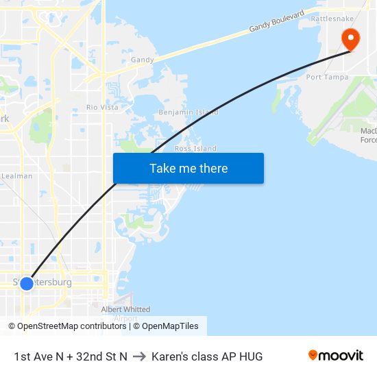 1st Ave N + 32nd St N to Karen's class AP HUG map