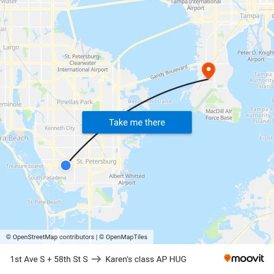 1st Ave S + 58th St S to Karen's class AP HUG map