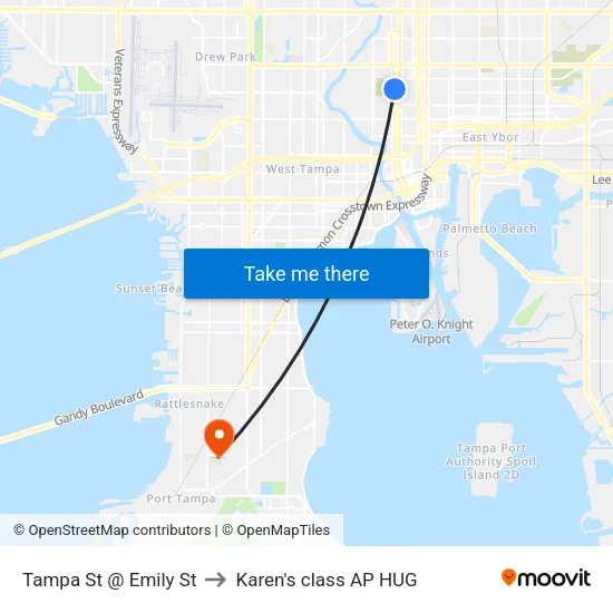 Tampa St @ Emily St to Karen's class AP HUG map