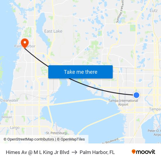 Himes Av @ M L King Jr Blvd to Palm Harbor, FL map