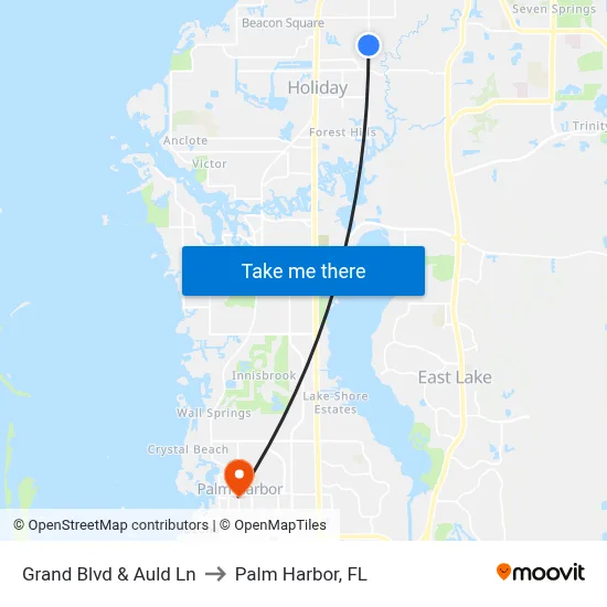 Grand Blvd & Auld Ln to Palm Harbor, FL map