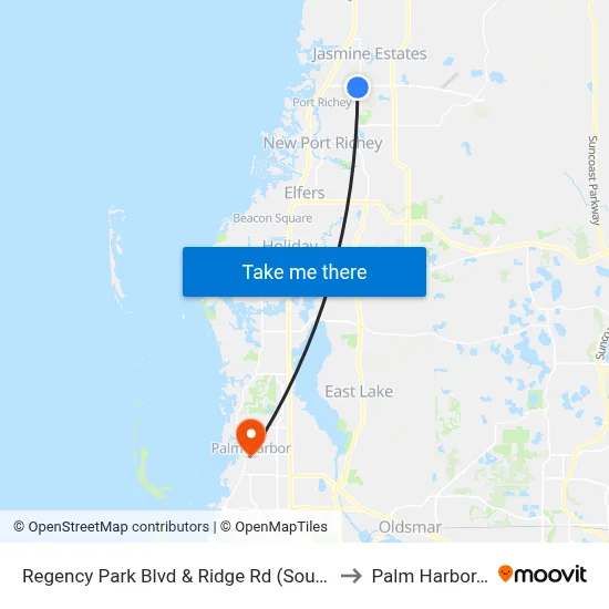 Regency Park Blvd & Ridge Rd (South Side to Palm Harbor, FL map