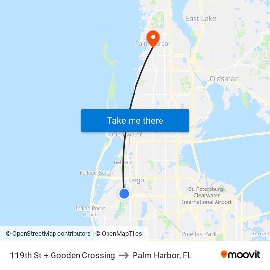 119th St + Gooden Crossing to Palm Harbor, FL map