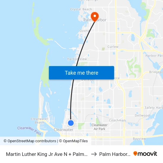 Martin Luther King Jr Ave N + Palmetto St to Palm Harbor, FL map