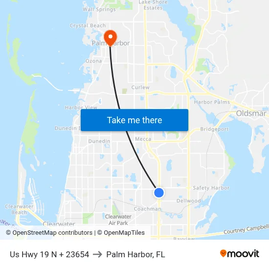 Us Hwy 19 N + 23654 to Palm Harbor, FL map