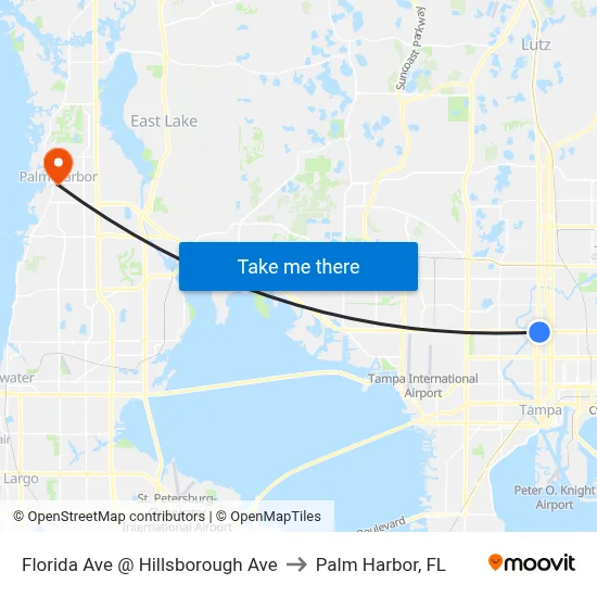 Florida Ave @ Hillsborough Ave to Palm Harbor, FL map