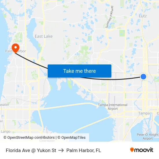 Florida Ave @ Yukon St to Palm Harbor, FL map