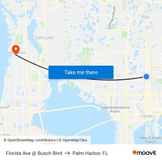 Florida Ave @ Busch Blvd to Palm Harbor, FL map