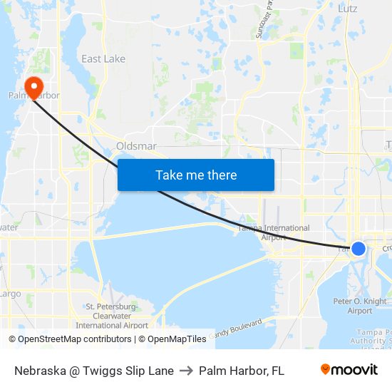 Nebraska @ Twiggs Slip Lane to Palm Harbor, FL map