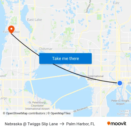 Nebraska @ Twiggs Slip Lane to Palm Harbor, FL map