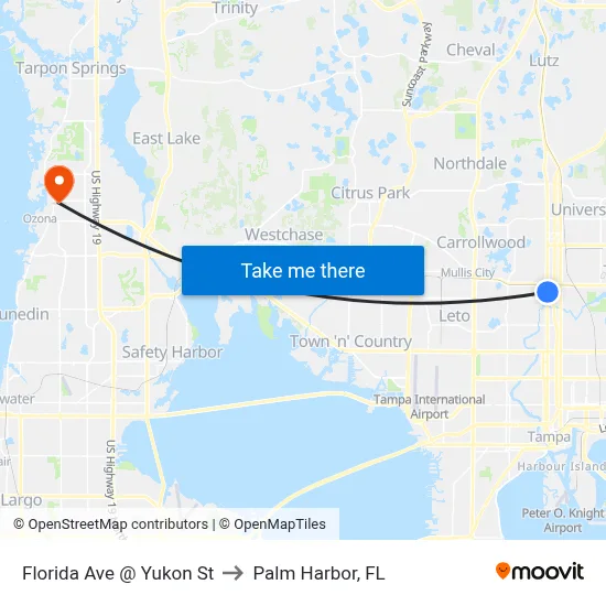 Florida Ave @ Yukon St to Palm Harbor, FL map