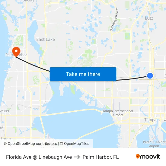 Florida Ave @ Linebaugh Ave to Palm Harbor, FL map
