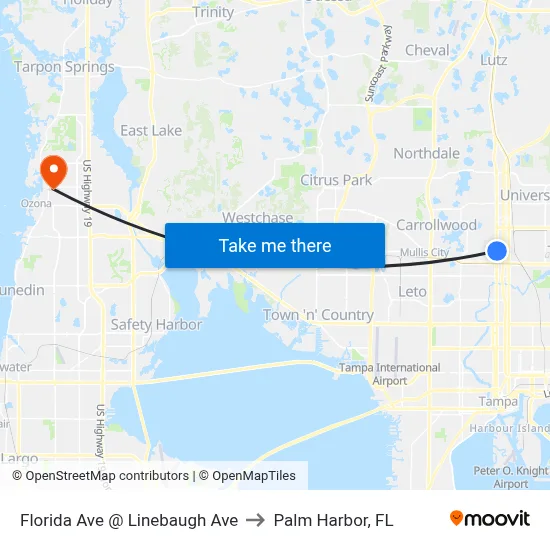 Florida Ave @ Linebaugh Ave to Palm Harbor, FL map