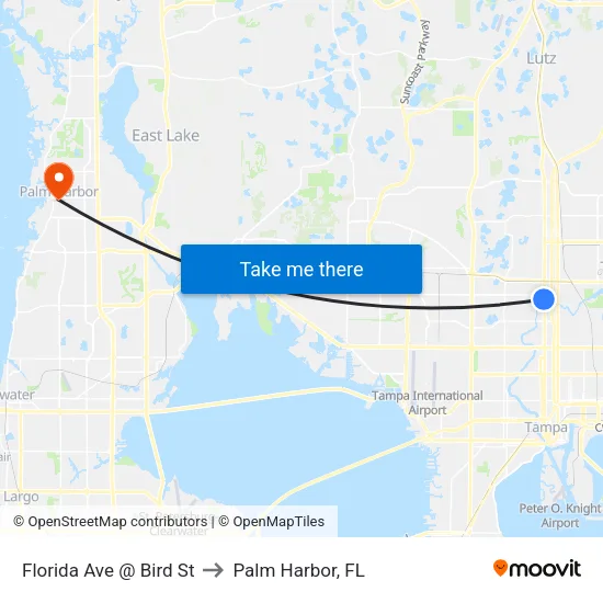 Florida Ave @ Bird St to Palm Harbor, FL map