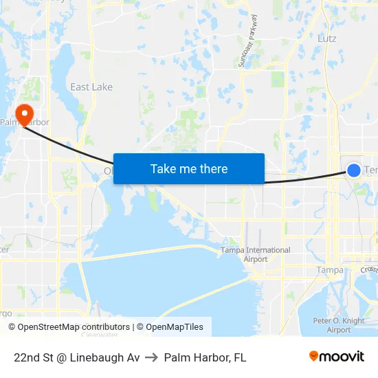 22nd St @ Linebaugh Av to Palm Harbor, FL map