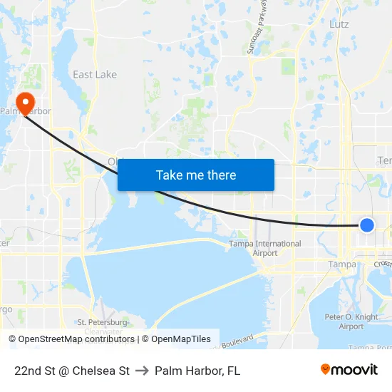 22nd St @ Chelsea St to Palm Harbor, FL map