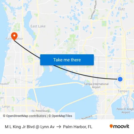 M L King Jr Blvd @ Lynn Av to Palm Harbor, FL map