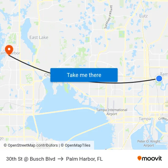 30th St @ Busch Blvd to Palm Harbor, FL map